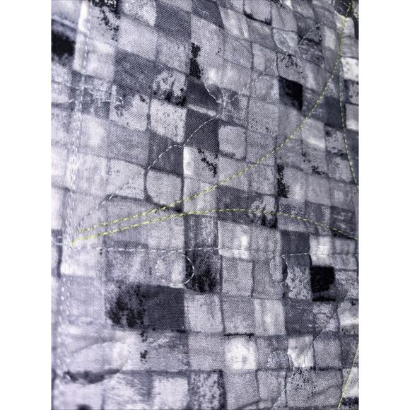 Handmade Modern 52x60 Quilt With Blue, Green And Gray Design. - Picture 11 of 11